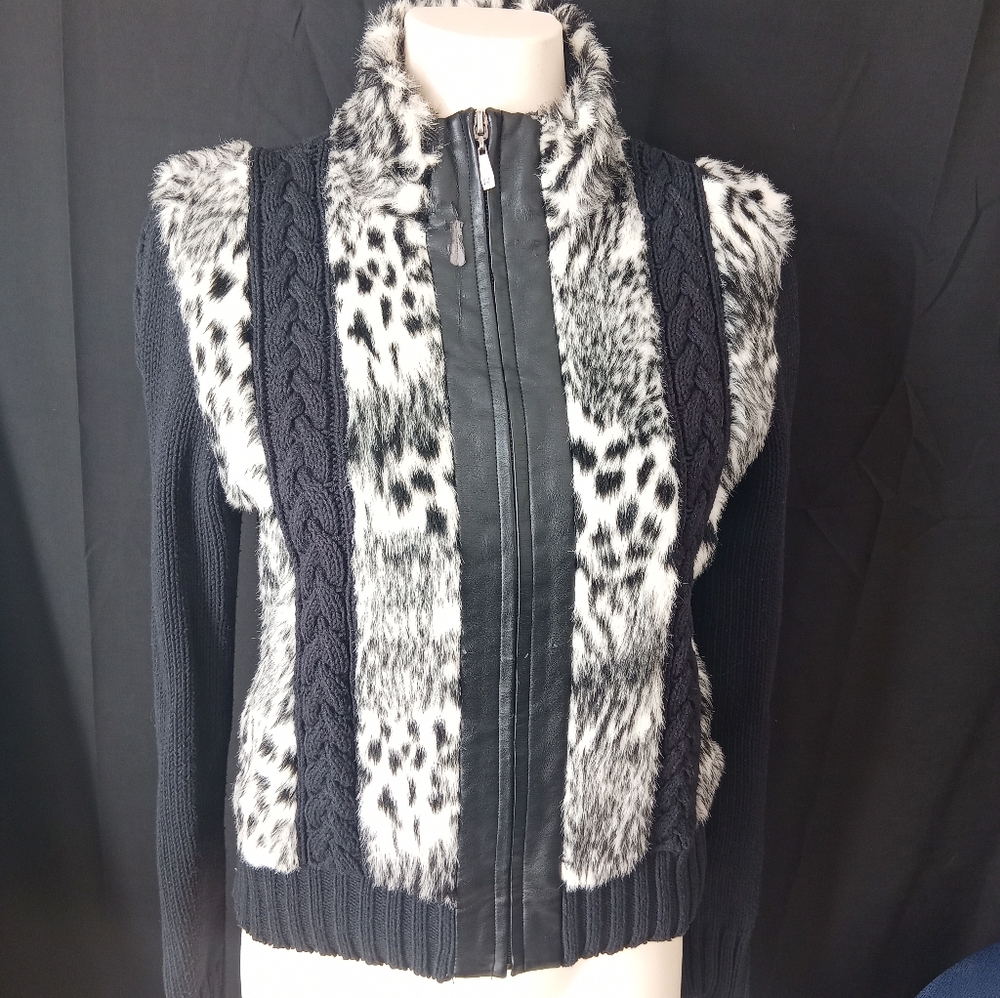 Black and White Faux Fur Jacket